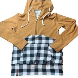 Ampersand Avenue Hooded Women's Medium Pullover Hoodie Buffalo Plaid Country EUC